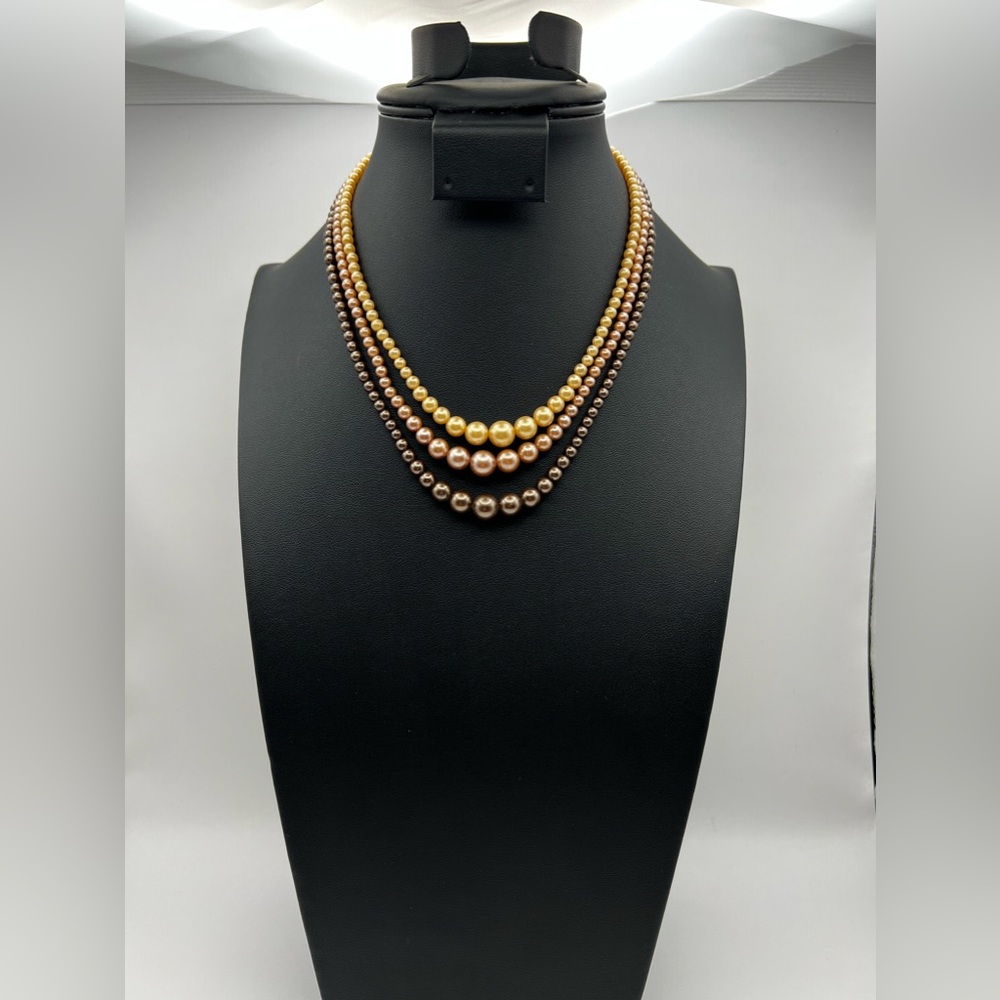 Vintage Box Clasp Faux Pearl multi Strand Choker